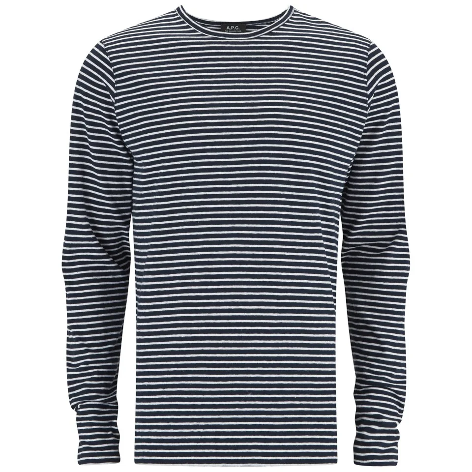 A.P.C. Men's Breton Stripe Long Sleeve T-Shirt - Navy Image 1