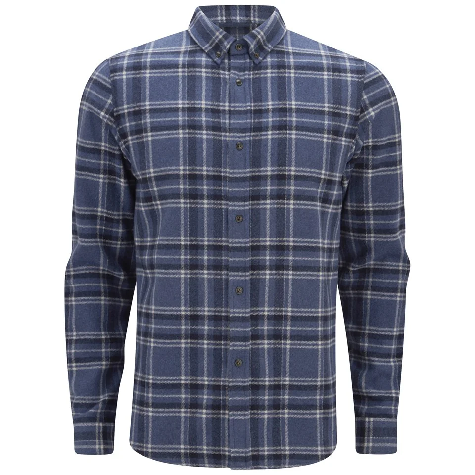 A.P.C. Men's Checked Long Sleeved Shirt - Blue Image 1