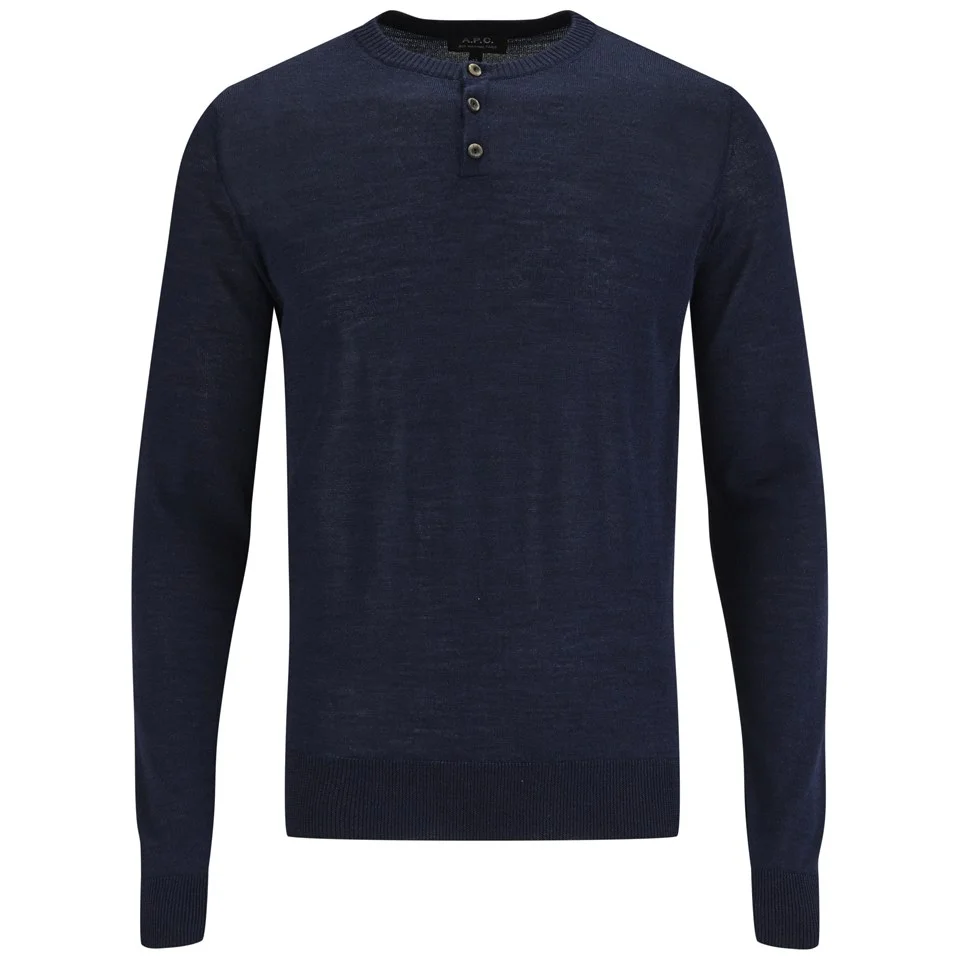 A.P.C. Men's Pull Dustin Henley Knitted Jumper - Navy Image 1