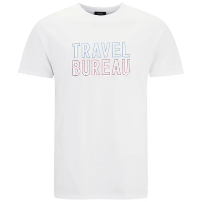 A.P.C. Men's Travel Bureau Printed Crew Neck T-Shirt - White