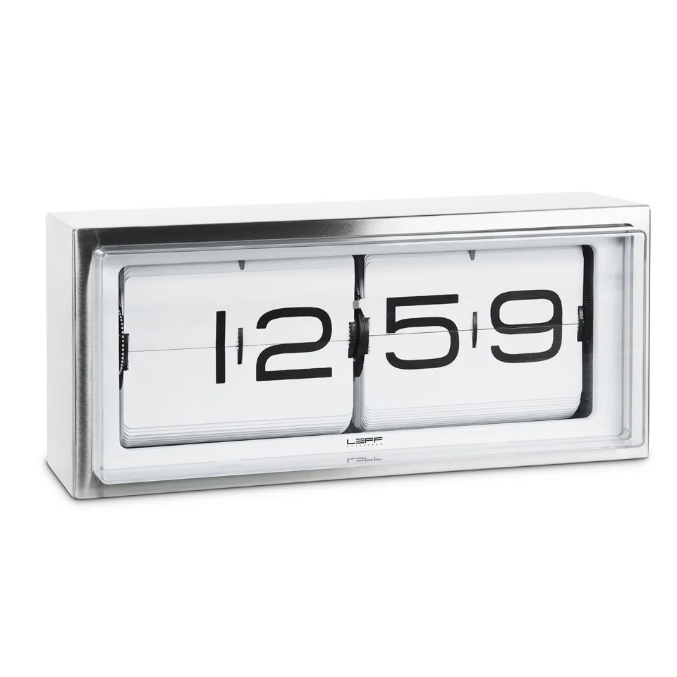 LEFF Amsterdam Brick Stainless Steel 24H Wall/Desk Clock - White Image 1