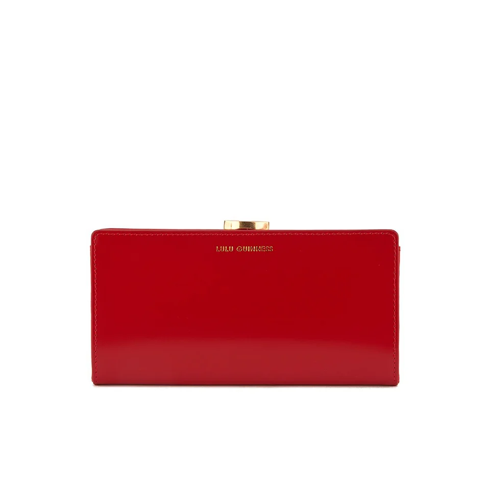 Lulu Guinness Women's Flat Frame Large Polished Calf Leather Purse - Red Image 1