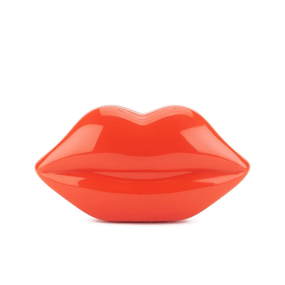Lulu Guinness Women's Lips Perspex Clutch Bag - Burnt Orange Image 1