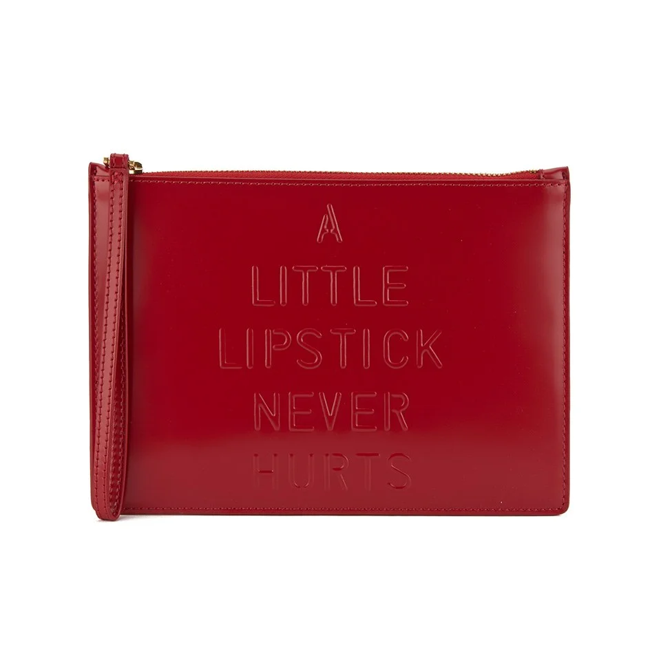 Lulu Guinness Women's Medium Grace Lipstick Never Hurts Polished Calf Leather Clutch Bag - Red Image 1