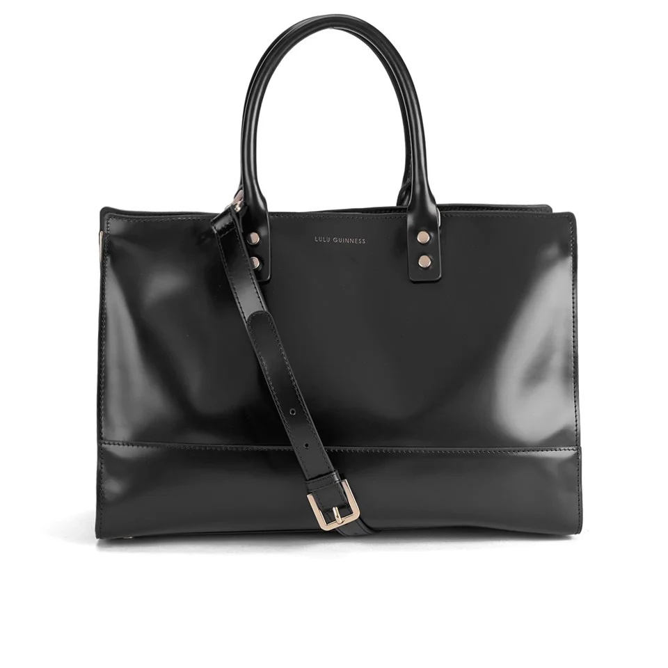 Lulu Guinness Women's Daphne Medium Polished Calf Leather Tote Bag - Black Image 1
