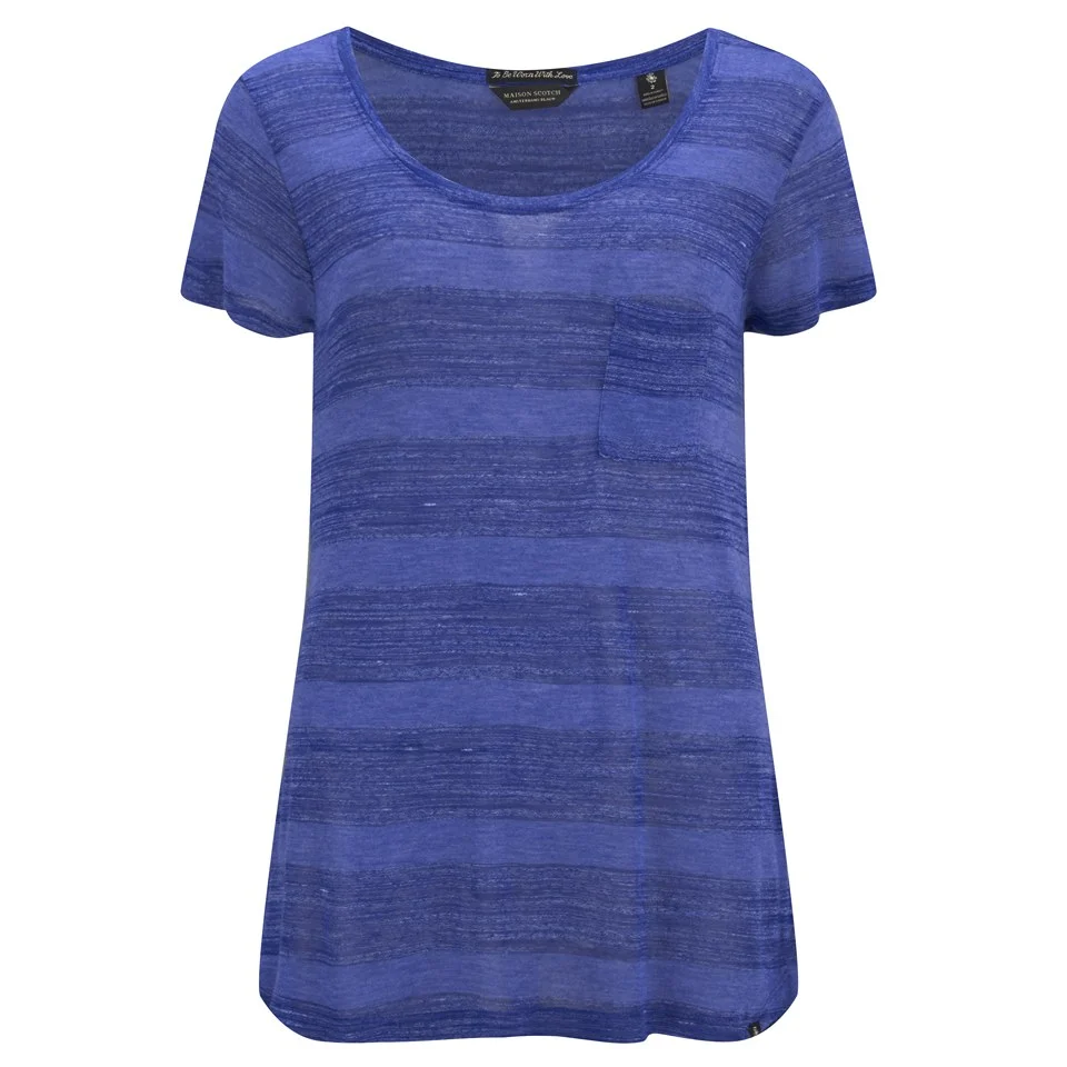 Maison Scotch Women's Engineered Striped Jersey T-Shirt - Blue Image 1