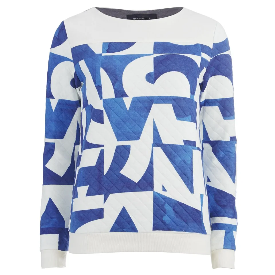 Maison Scotch Women's Quilted Allover Printed Sweatshirt - White Image 1