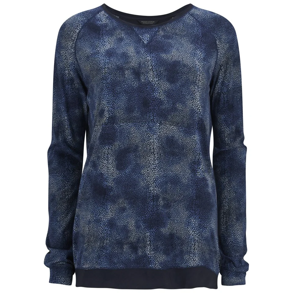 Maison Scotch Women's Delicate All Over Printed Long Sleeve Top - Blue Image 1