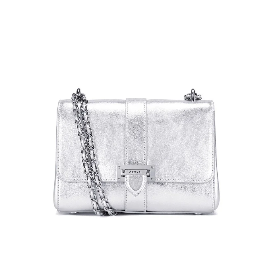 Aspinal of London Lottie Letterbox Chain Bag - Silver Smooth Image 1