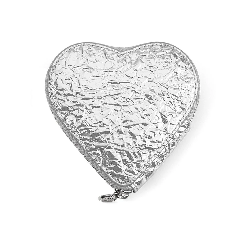 Aspinal of London Women's Heart Coin Purse - Silver Crinkle Image 1