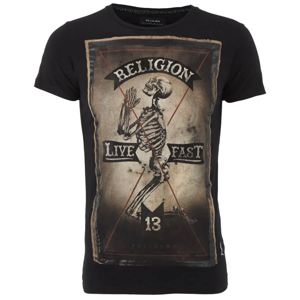 Religion Men's Rebel Club Printed T-Shirt - Jet Black Image 1