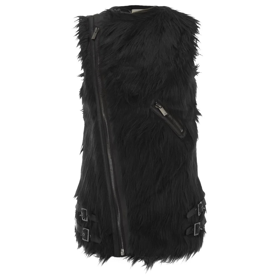 Supertrash Women's Valentina Faux Fur Gilet - Black Image 1