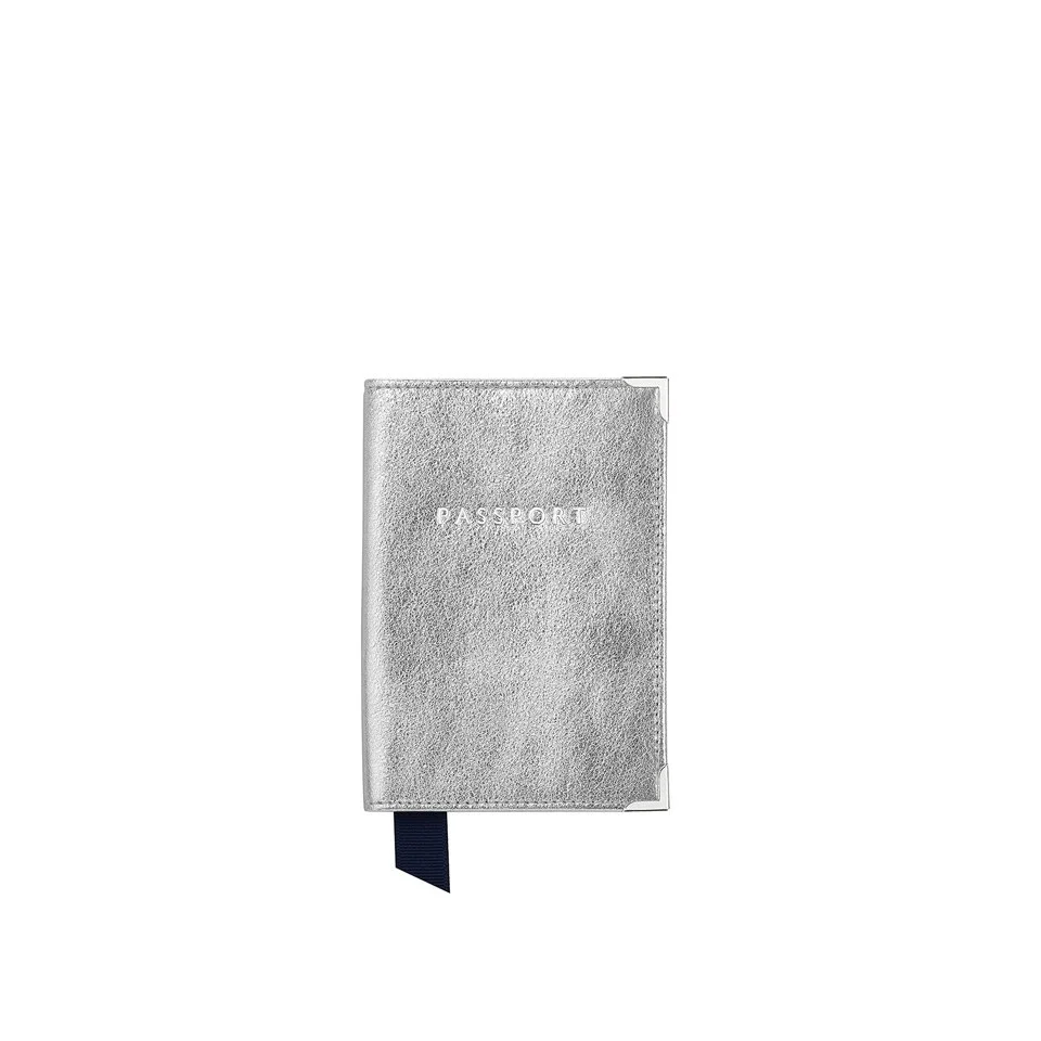 Aspinal of London Women's Passport Cover - Smooth Silver Image 1