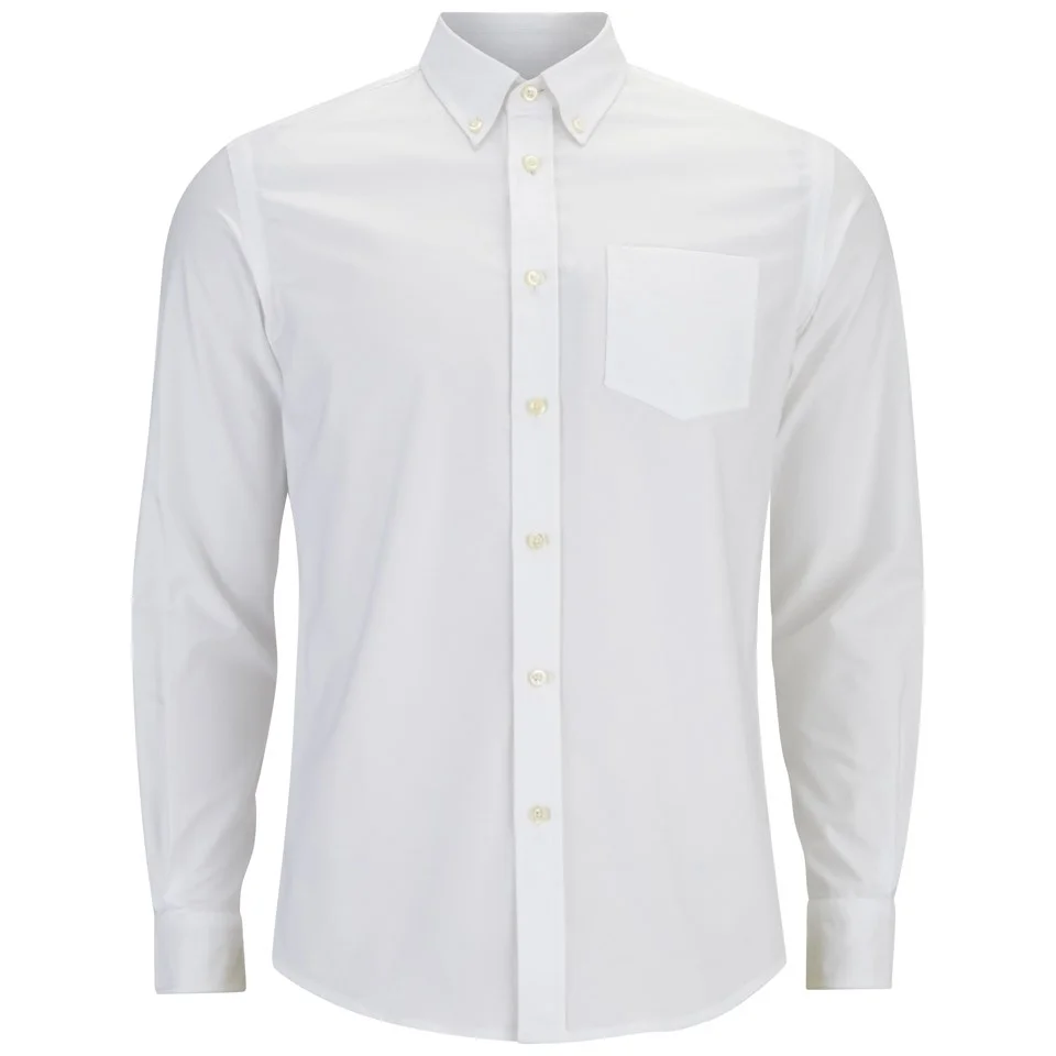 Tripl Stitched Men's Oxford Long Sleeve Shirt - White Image 1