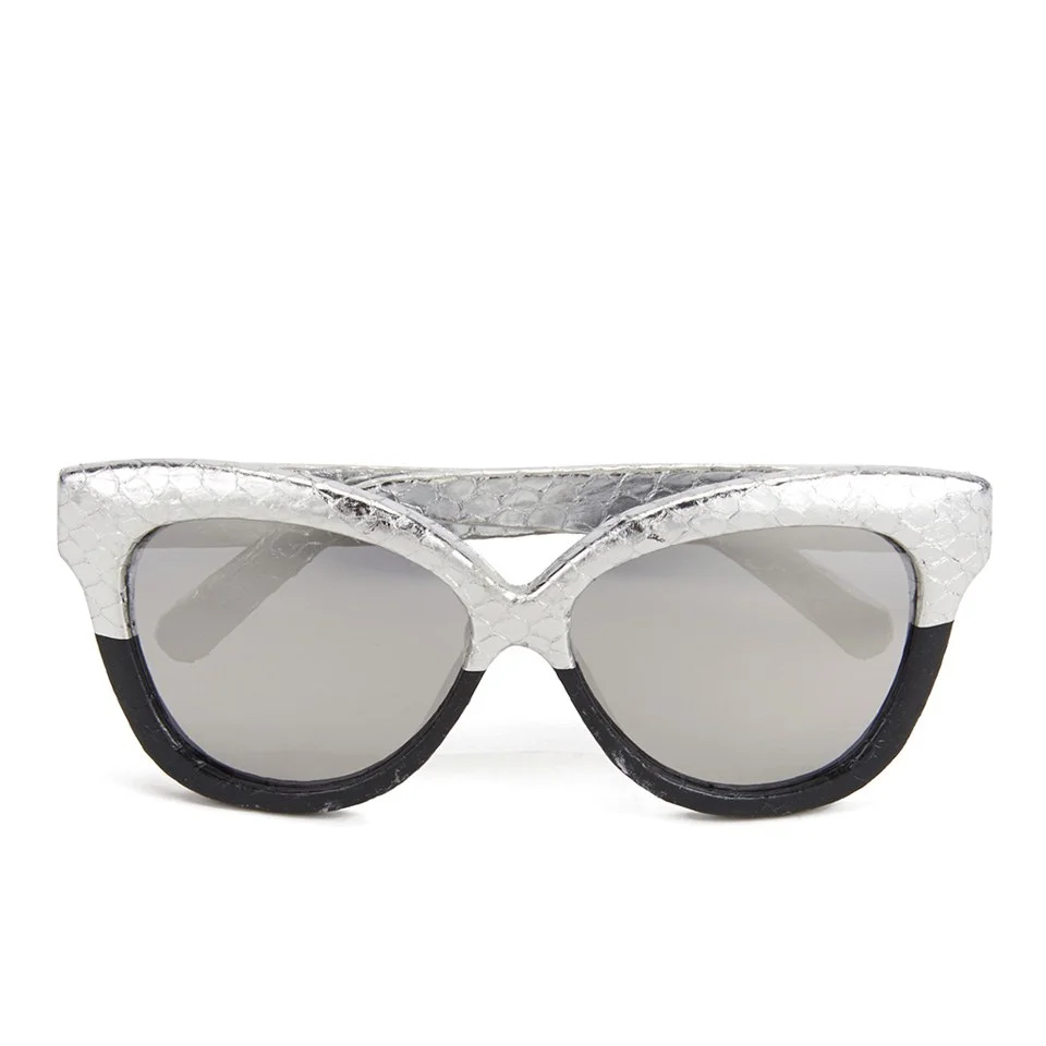 Linda Farrow Women's Platinum Lens Sunglasses - Silver to Black Snake Image 1