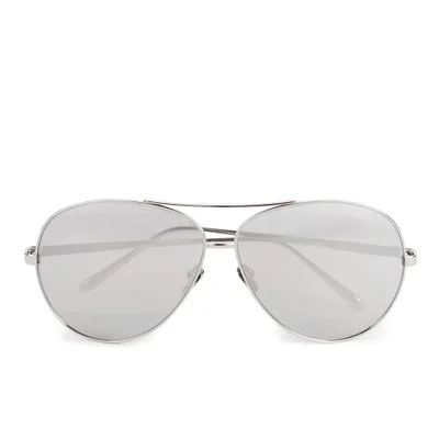Linda Farrow Women's Platinum Lens Aviator Sunglasses - White Gold