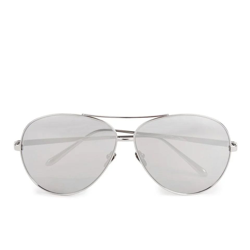 Linda Farrow Women's Platinum Lens Aviator Sunglasses - White Gold Image 1