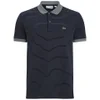 Lacoste Men's Short Sleeve Ribbed Collar Polo Shirt - Navy Blue Stripe/Flour - Image 1