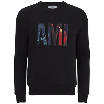 AMI Men's Flowers Big AMI Men Patch Sweatshirt - Black/Red Logo