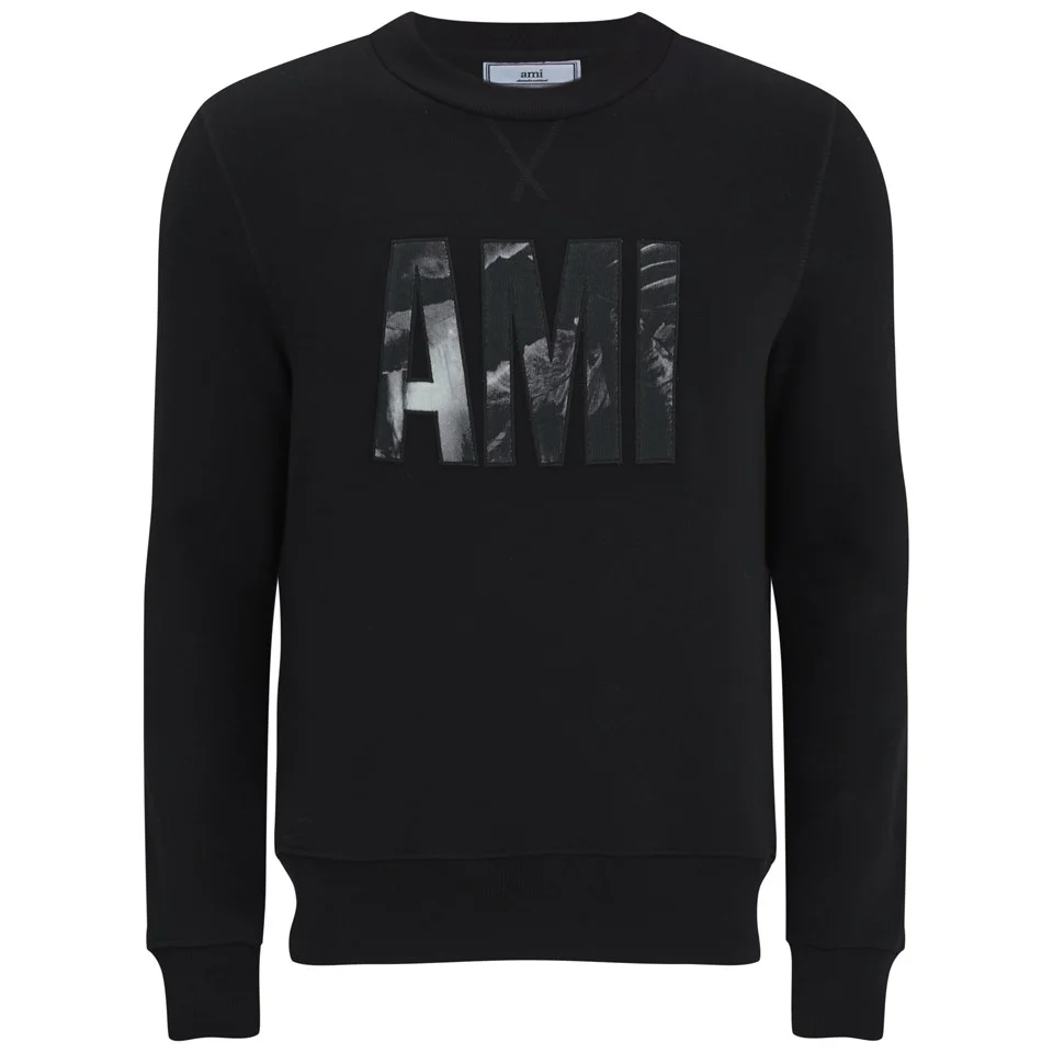 AMI Men's Flowers Big AMI Men Patch Sweatshirt - Black/Grey Image 1