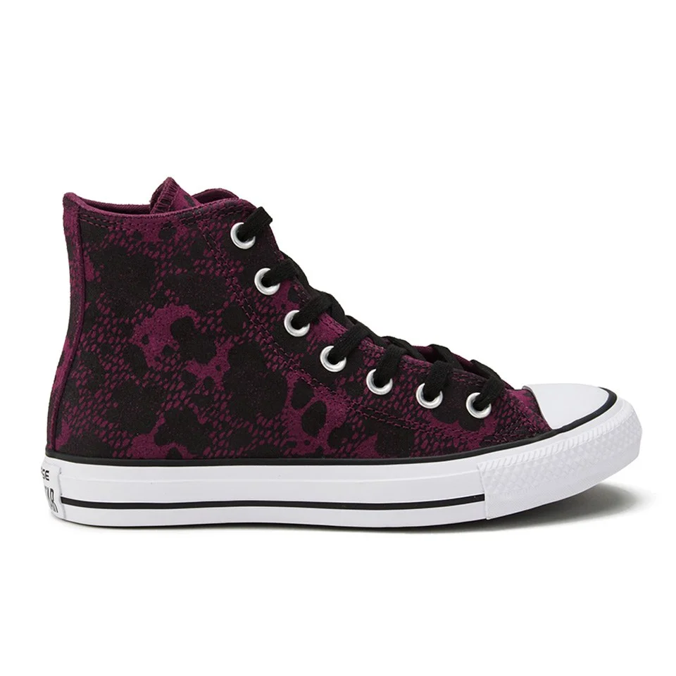 Converse Women's Chuck Taylor All Star Animal Material Hi-Top Trainers - Deep Bordeaux/Black/White Image 1