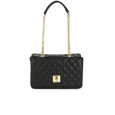 Love Moschino Women's Quilted Shoulder Bag with Chain Strap Detail - Black