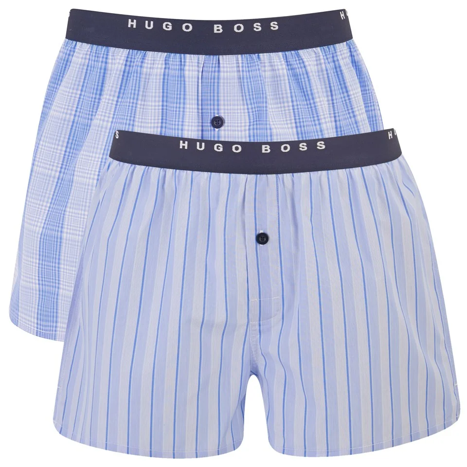 BOSS Hugo Boss Men's 2 Pack Cotton Boxer Shorts - Blue Image 1