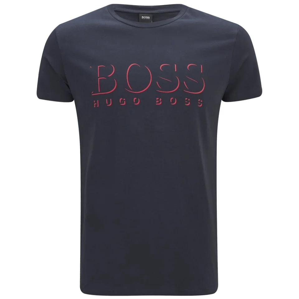 BOSS Hugo Boss Men's Large Logo Crew Neck T-Shirt - Navy Image 1