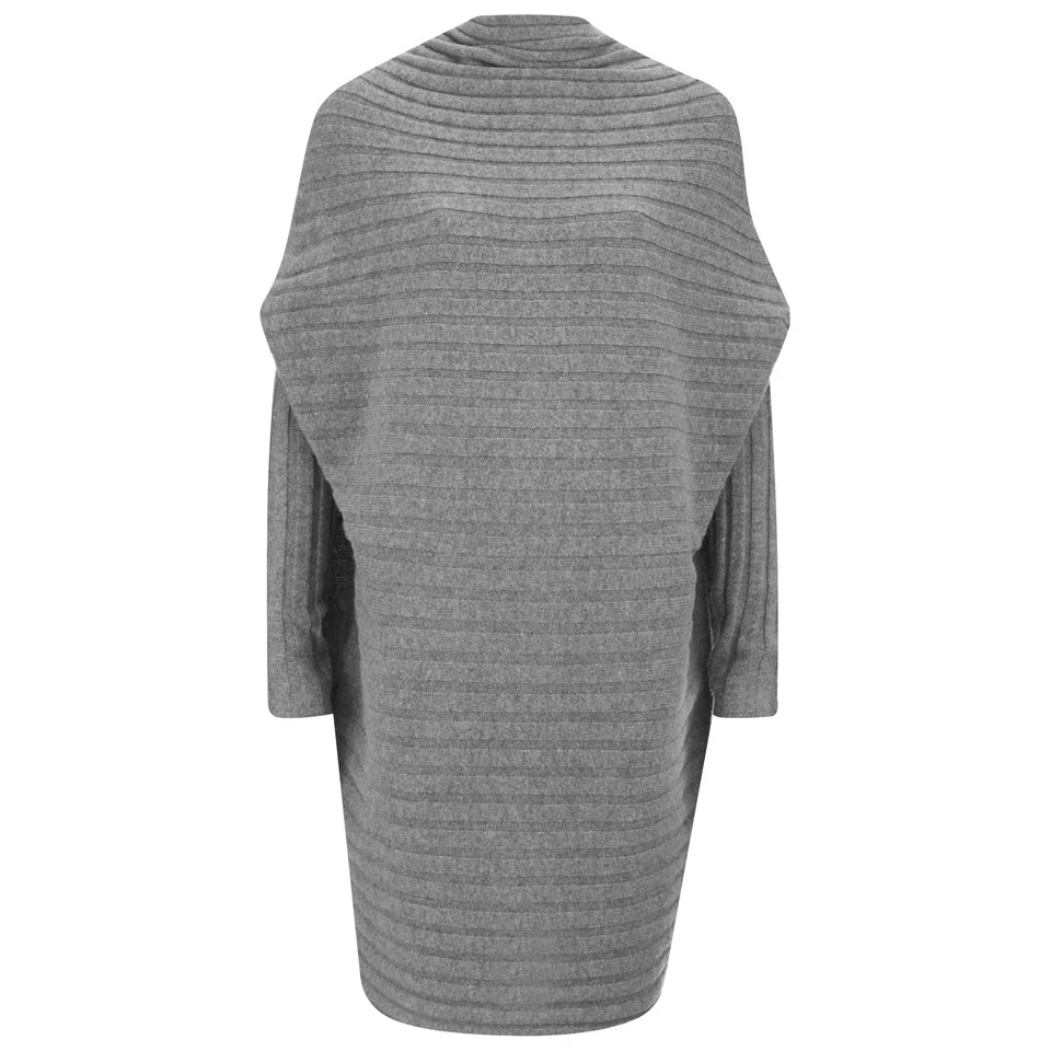 Designers Remix Women's Isola Dress Front Drape Rib Knit Dress - Grey Melange Image 1