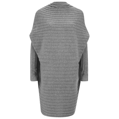 Designers Remix Women's Isola Dress Front Drape Rib Knit Dress - Grey Melange