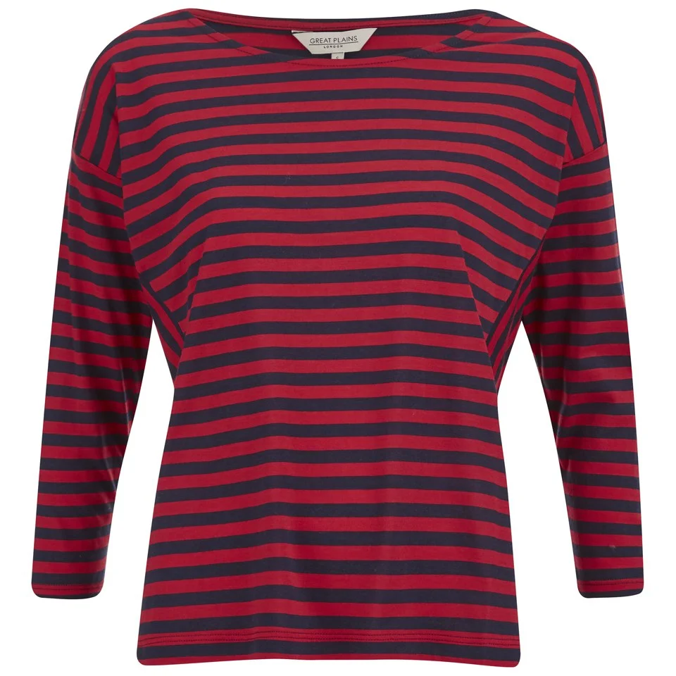 Great Plains Women's Pimhill Stripe Long Sleeve Top - Navy/Red Image 1