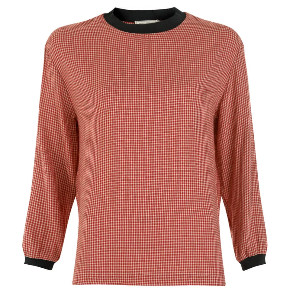 Maison Kitsuné Women's Woolly Check Voile Long Sleeve Top - Red Image 1