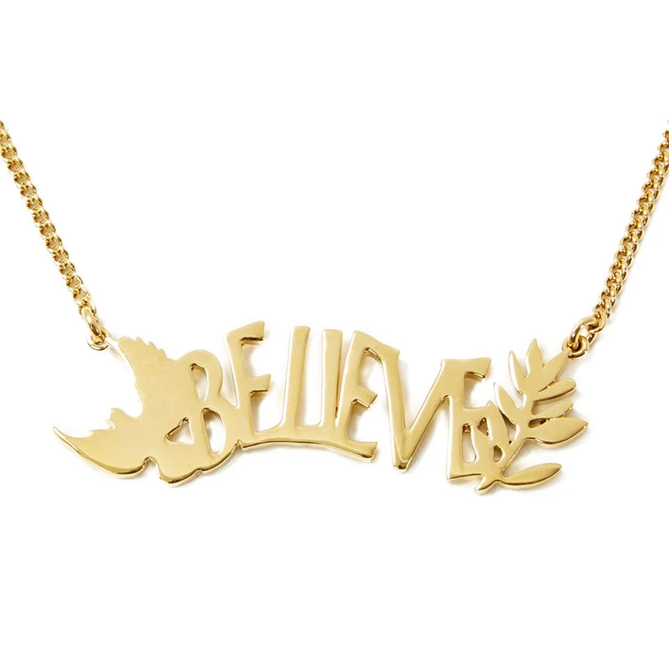 Marc by Marc Jacobs Women's Lost and Found Believe Name Plate Pendant Necklace Gold Image 1