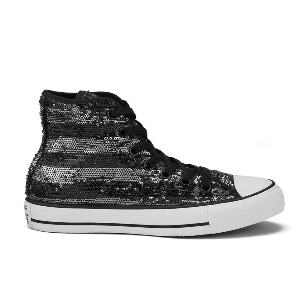 Converse Women's Chuck Taylor All Star Sequin Flag Hi-Top Trainers - Black/Silver/White Image 1