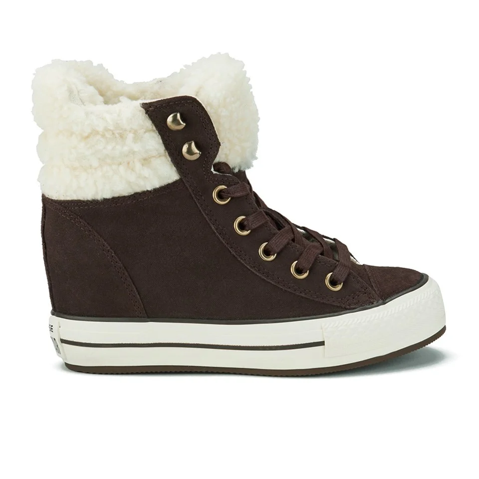 Converse Women's Chuck Taylor Platform Plus Collar Wedged Trainers - Burnt Umber/Natural Image 1