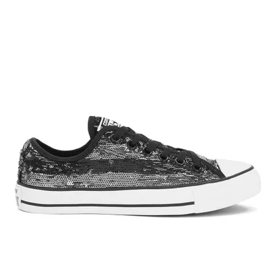 Converse Women's Chuck Taylor All Star Sequin Flag Ox Trainers - Black/Silver/White