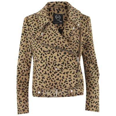McQ Alexander McQueen Women's Classic Biker Jacket with Belt - Leopard Print