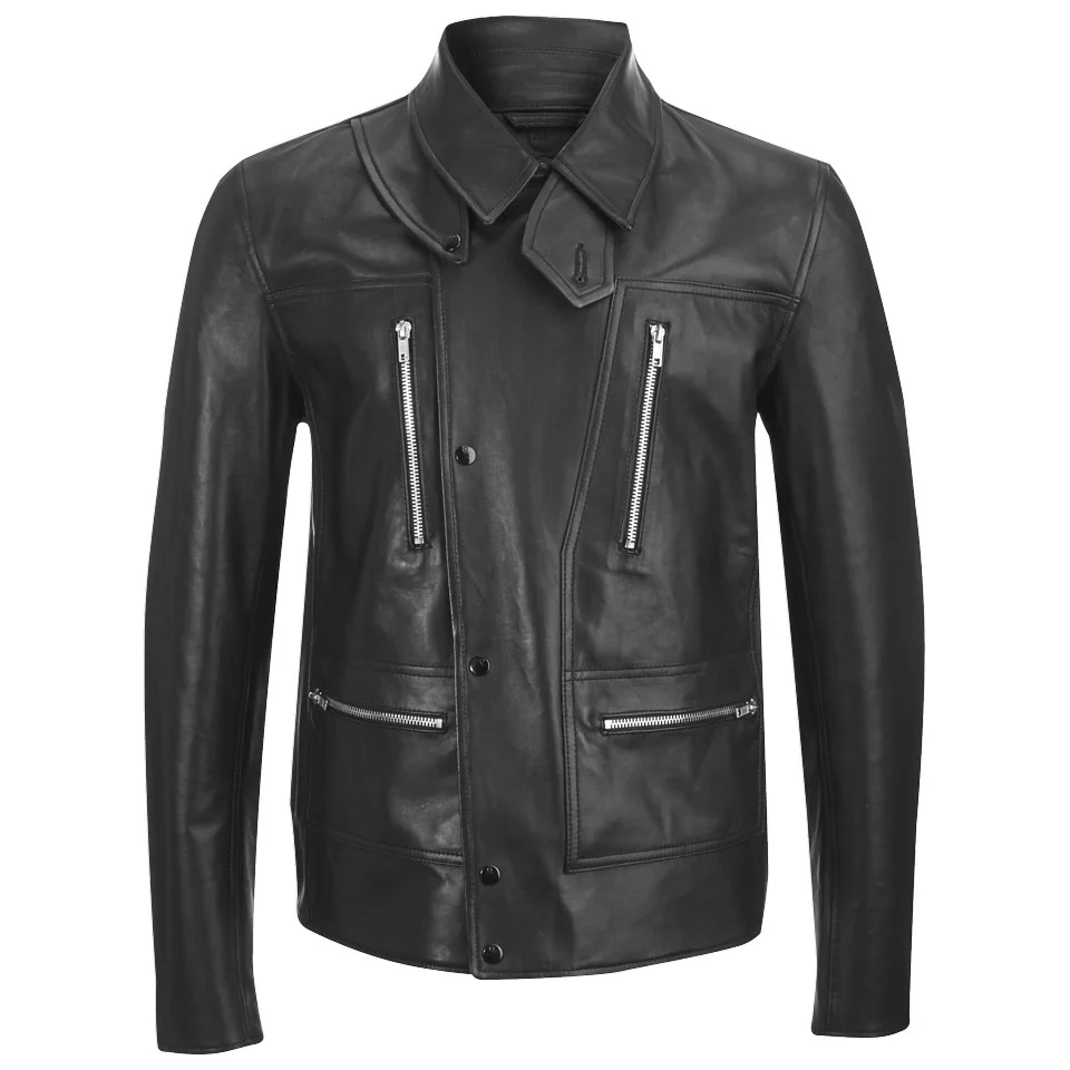 McQ Alexander McQueen Men's Riding Leather Jacket - Darkest Black Image 1