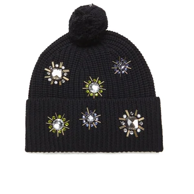 Markus Lupfer Women's Jewel Flower Beanie Hat - Black