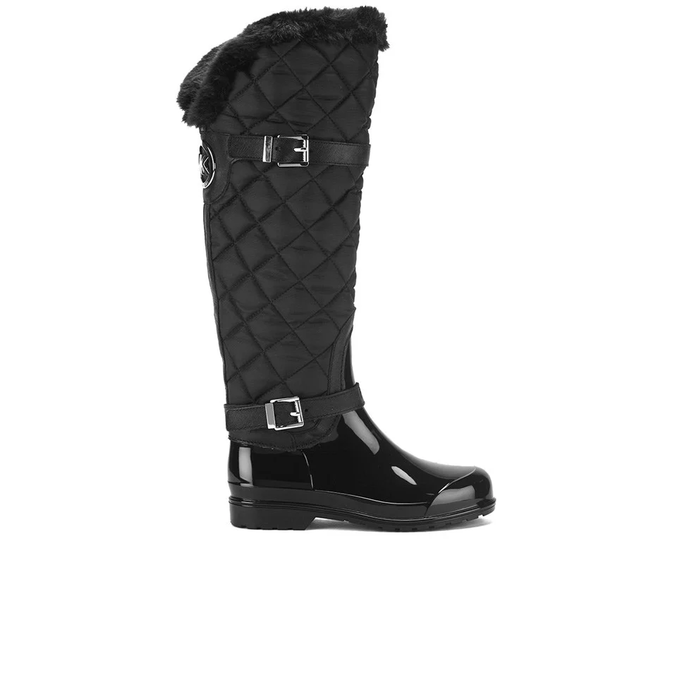 MICHAEL MICHAEL KORS Women's Fulton Quilted Faux Fur Rain Boots - Black Image 1