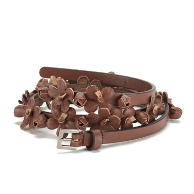 REDValentino Women's Floral Leather Belt - Tan