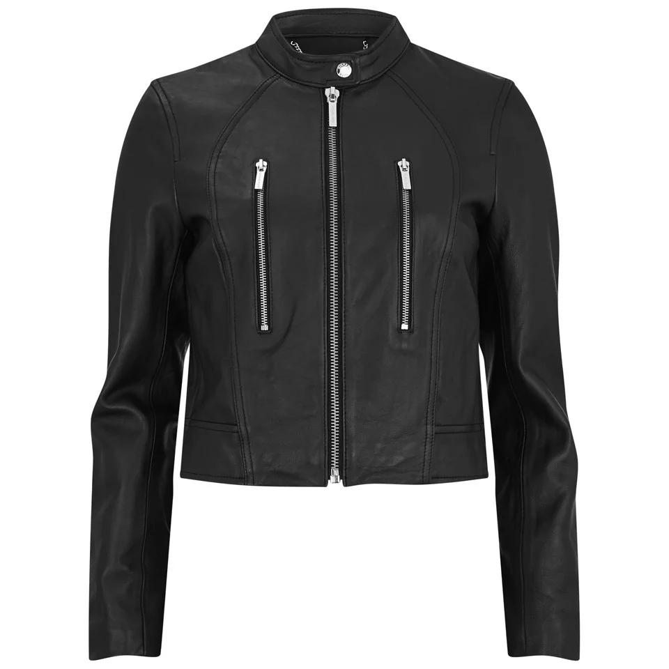 MICHAEL MICHAEL KORS Women's Panelled Leather Jacket - Black/Silver Image 1