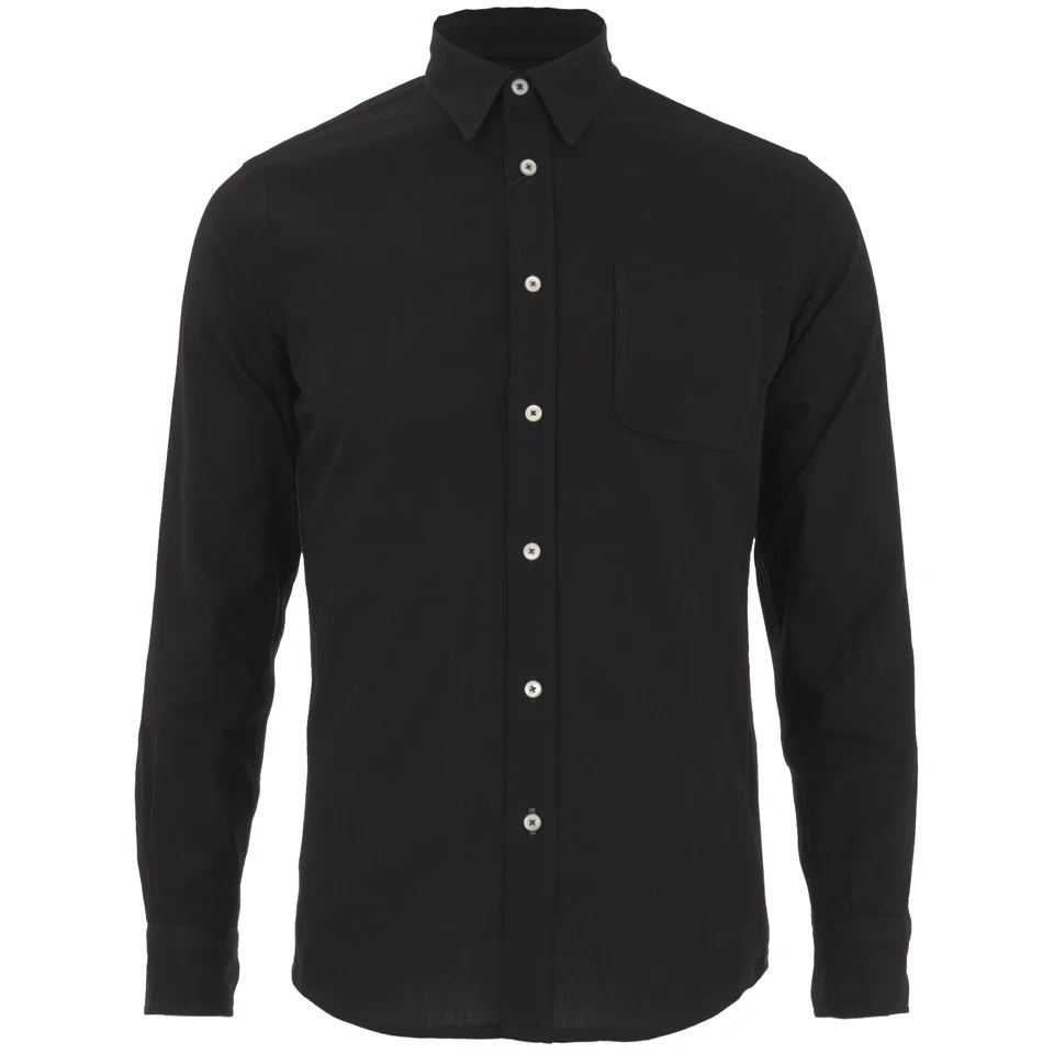 Knutsford x Tripl Stitched Men's Long Sleeve Woven Pique Shirt - Black Image 1