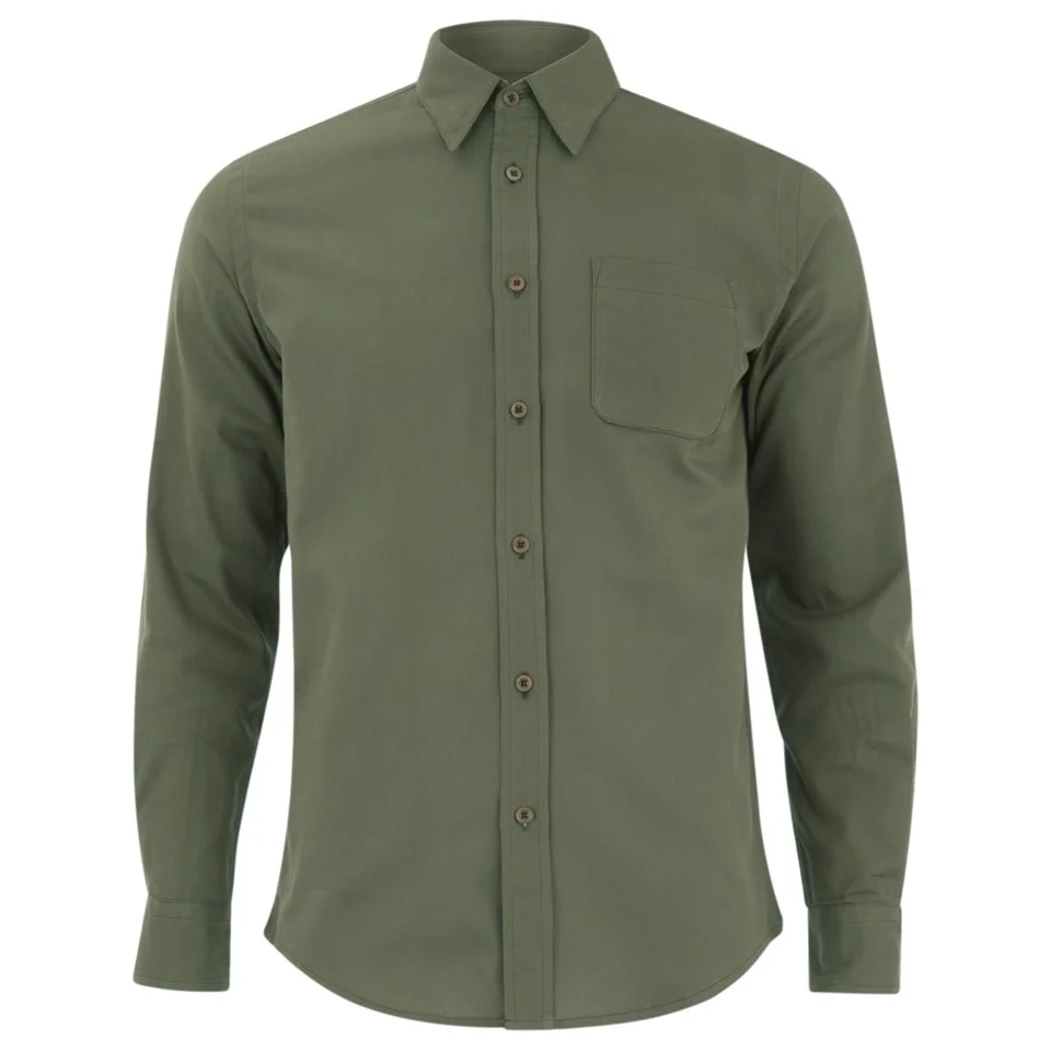 Knutsford x Tripl Stitched Men's Long Sleeve Woven Pique Shirt - Khaki Image 1