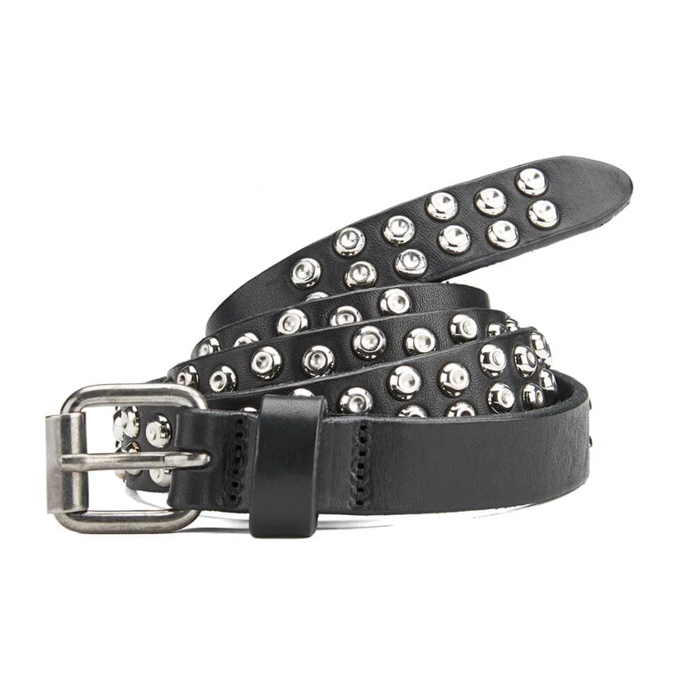 Maison Scotch Women's Medium Width Real Leather Belt with Studs - Black Image 1