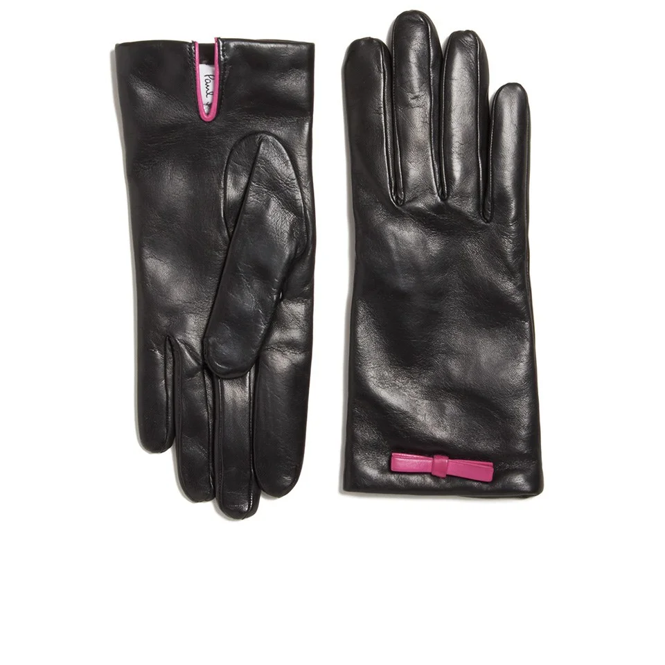 Paul Smith Accessories Women's Leather Bow Gloves - Black - Medium Image 1