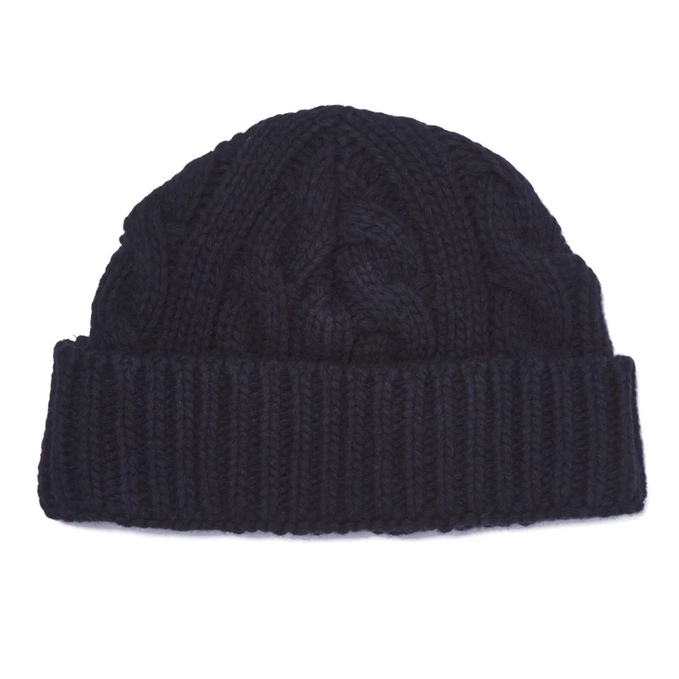 Oliver Spencer Men's Cable Knit Beanie Hat - Navy Image 1