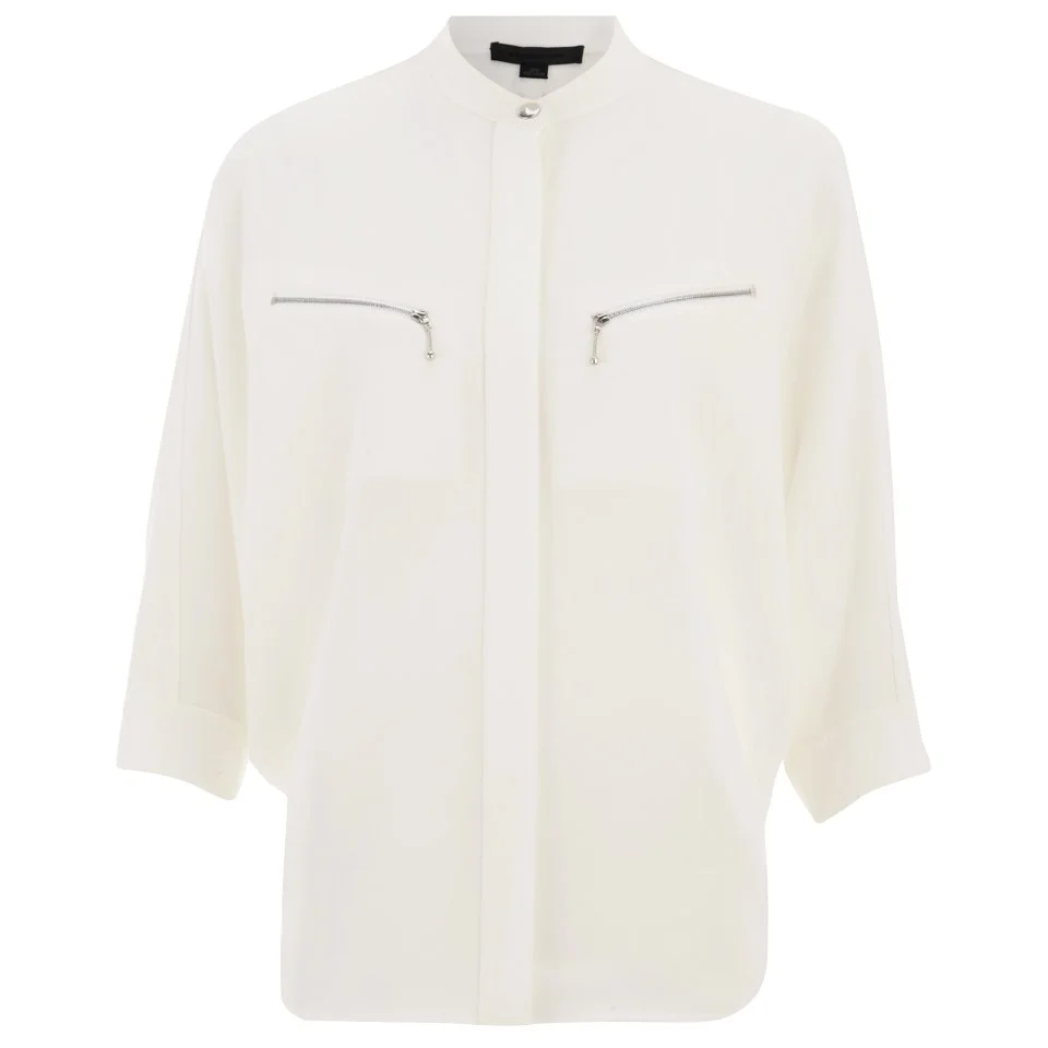 Alexander Wang Women's Button Up Top with Zip Pockets - Sterile Image 1