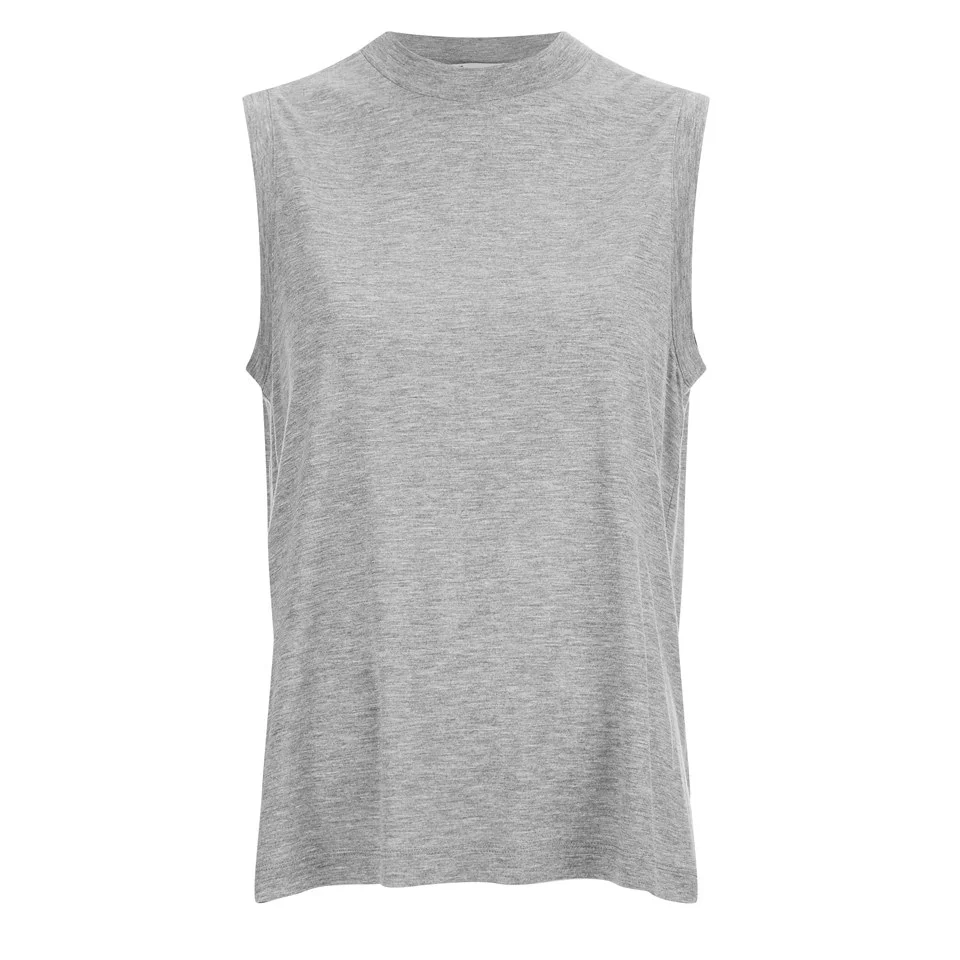T by Alexander Wang Women's Viscose Jersey High Neck Flared Tank Top - Heather Grey Image 1