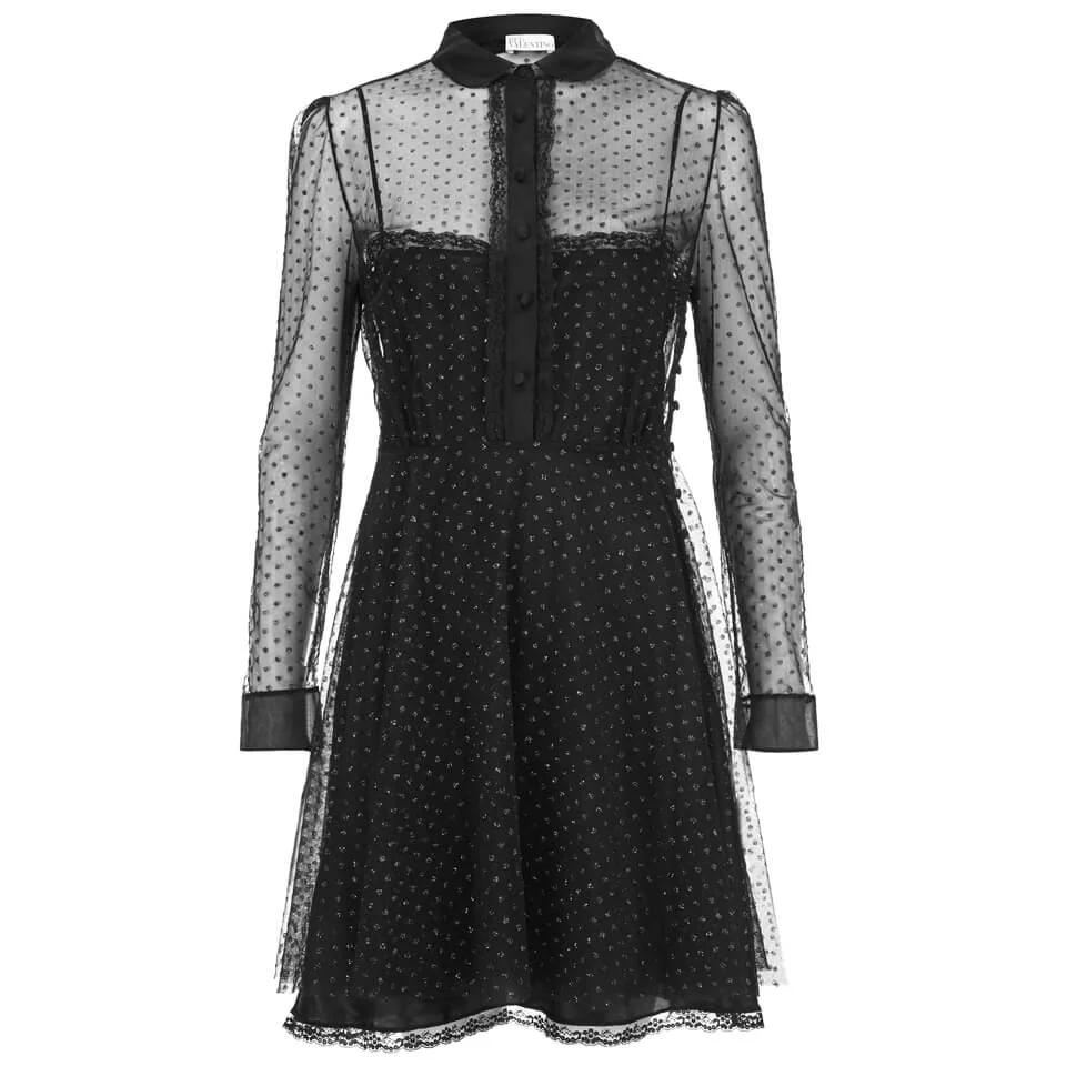 REDValentino Women's Shirt Dress with Shiny Dots - Black Image 1